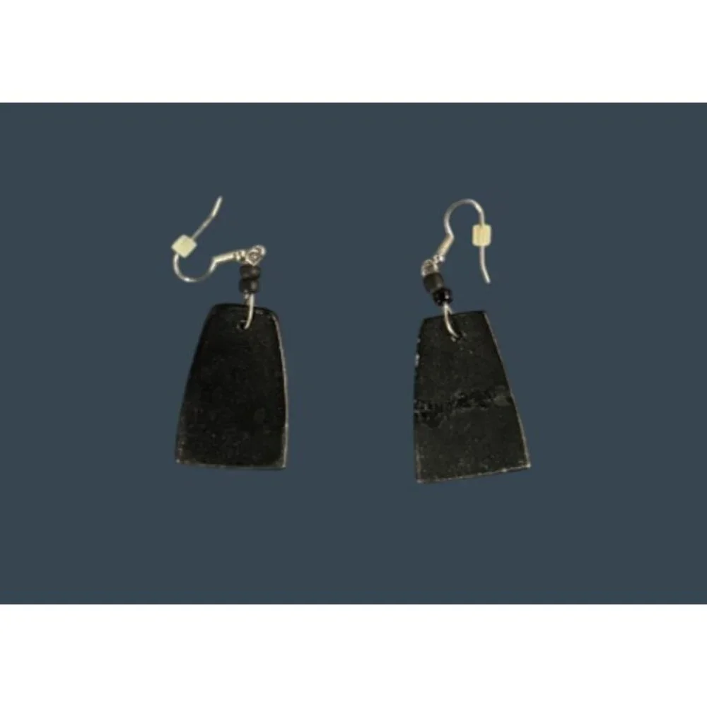 Handcrafted Shell Guinea Fowl Earrings With Unique Design & Silver Hooks - Picture 6 of 7